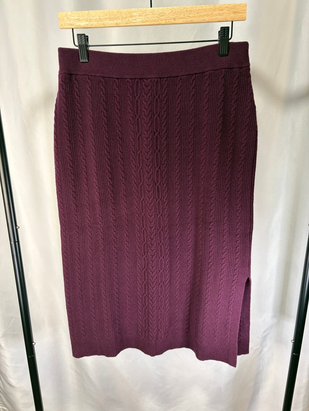 J.Jill Women’s Small Burgundy Cable Knit Midi Sweater Skirt NWT